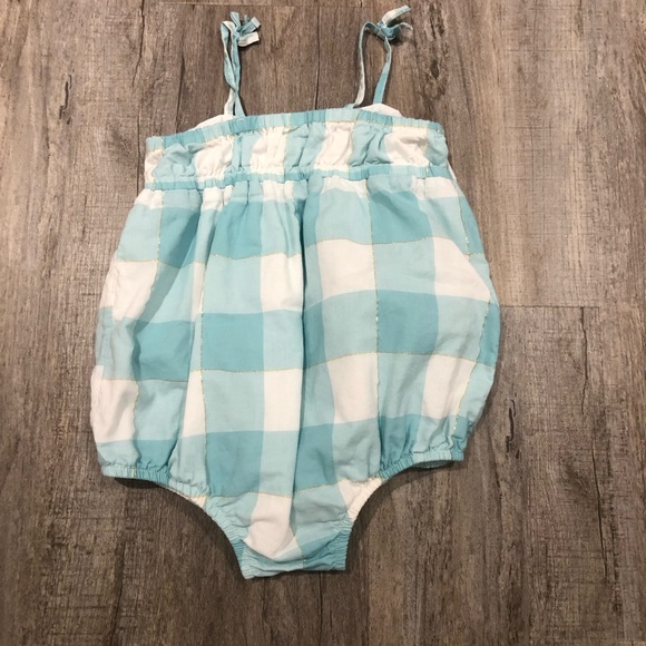 Baby Bigosh Blue & White Checkered Onesie With Bow Size 24 Months. Worn Once. - Picture 2 of 3